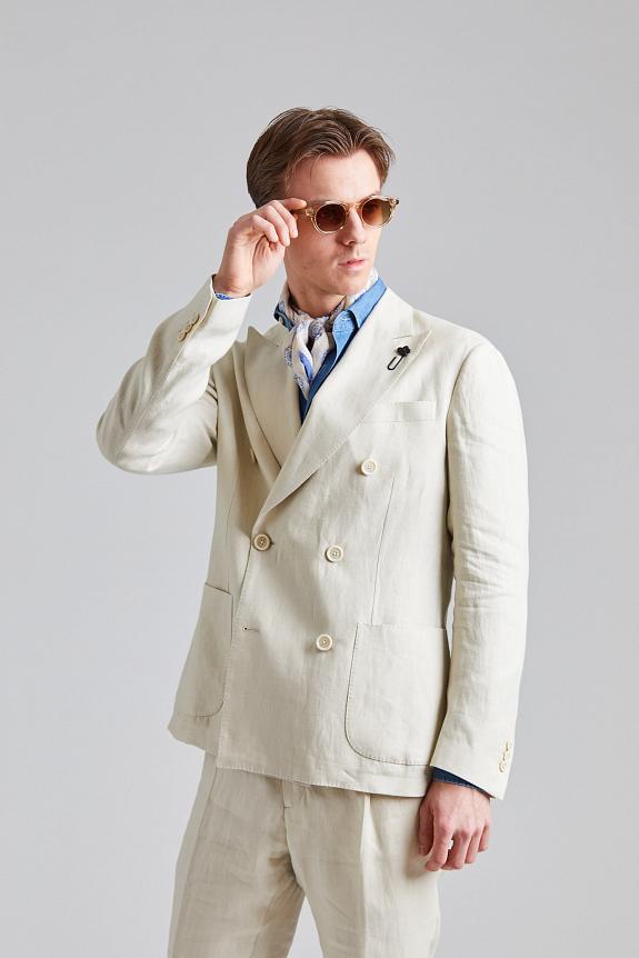 LARDINI Double Breasted Roma Jacket Beige-2